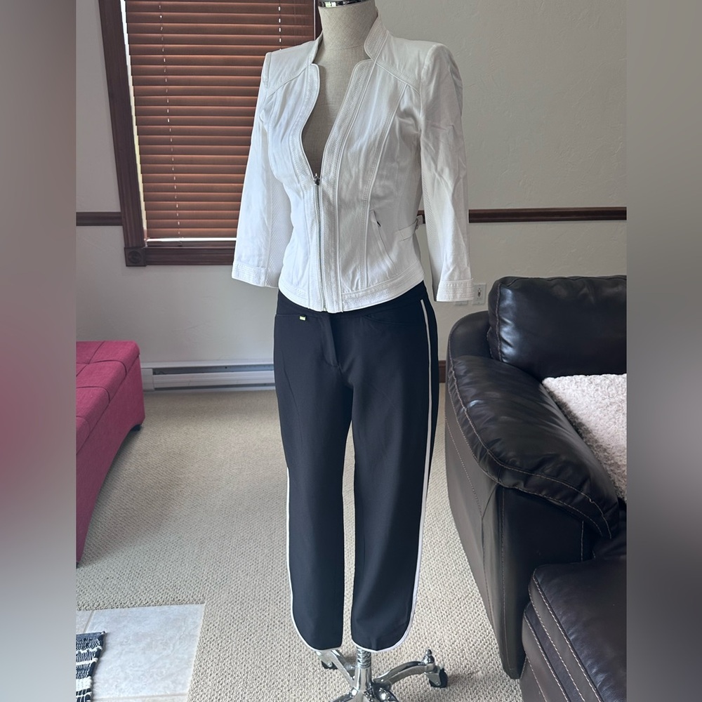 White House Black Market Black and White Track Pants